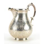 Edward & John Barnard, Victorian silver milk jug engraved with foliage, London 1856, 13cm high,