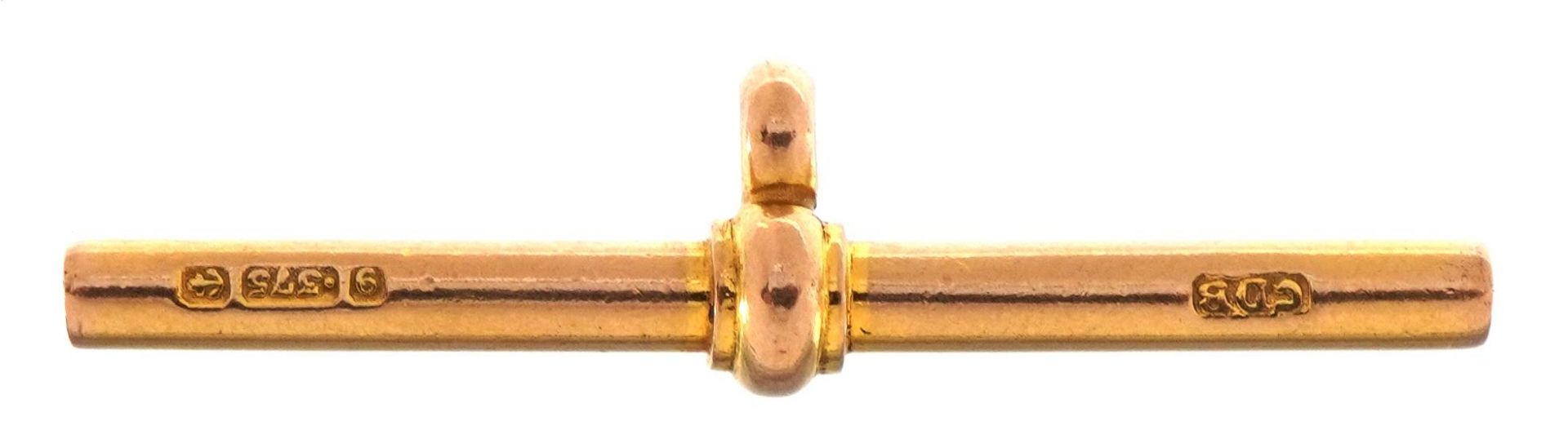 9ct gold T bar, 3.7cm wide, 3.7g - Image 2 of 3