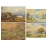 J W Oddie - Castle of Vacona, Lake of Como and Welsh Lakeland scenery, set of four 19th century