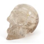 Rock crystal carving of a human skull, 8cm in length