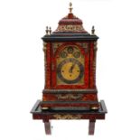 Oversized 19th century red tortoiseshell bracket clock with bracket, the clock striking on five
