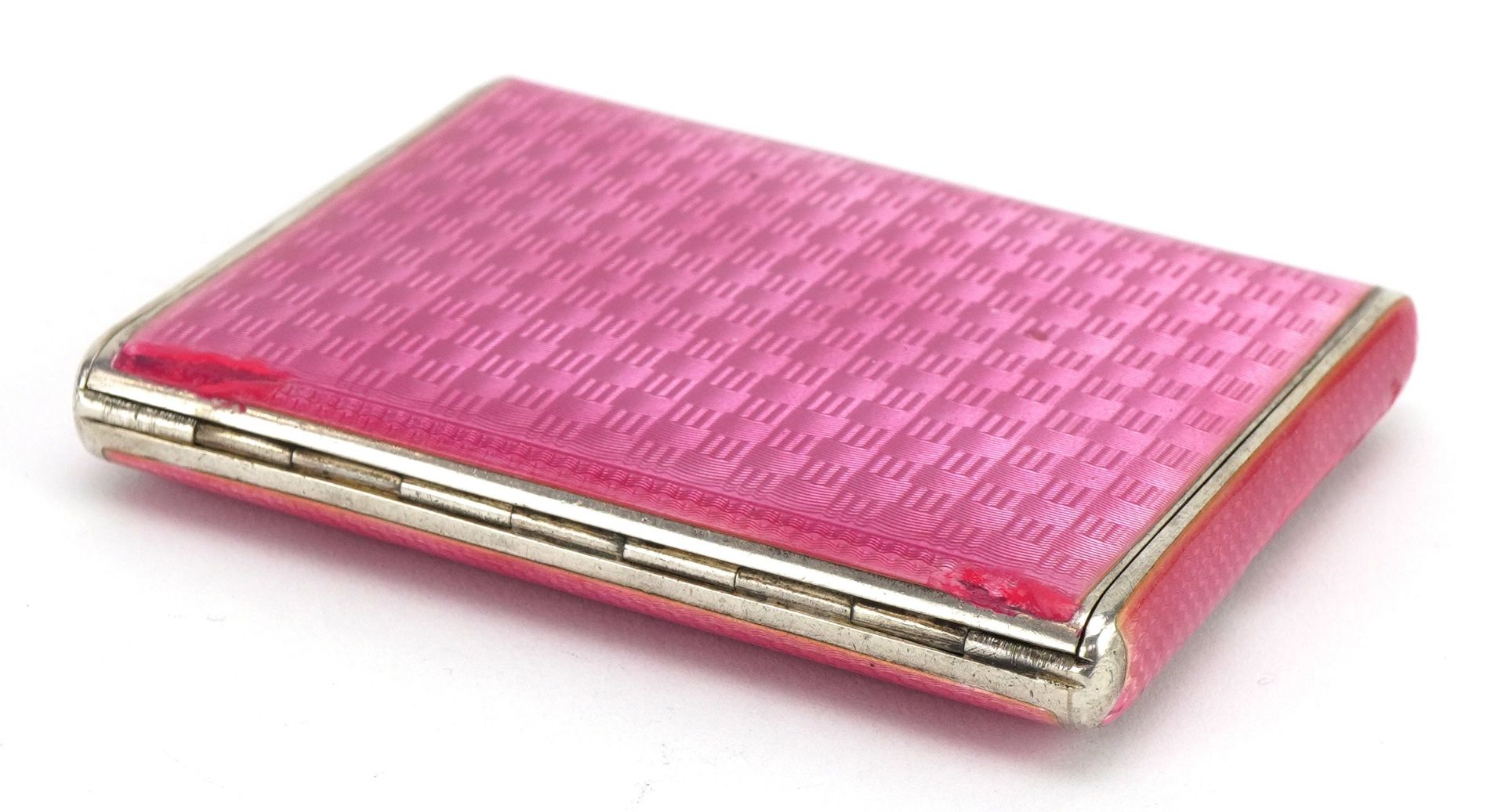 Continental 935 silver gilt and pink guilloche enamel cigarette case, impressed marks to the - Image 2 of 4