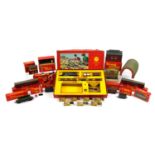 Tri-ang OO gauge model railway locomotive with carriages and accessories, mostly with boxes