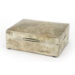 William Neale rectangular silver cigarette box with hinged lid, the hinged lid with engine turned