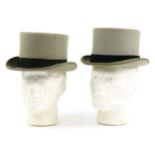 Two vintage gentlemen's top hats comprising Wilson & Stafford and Christys London