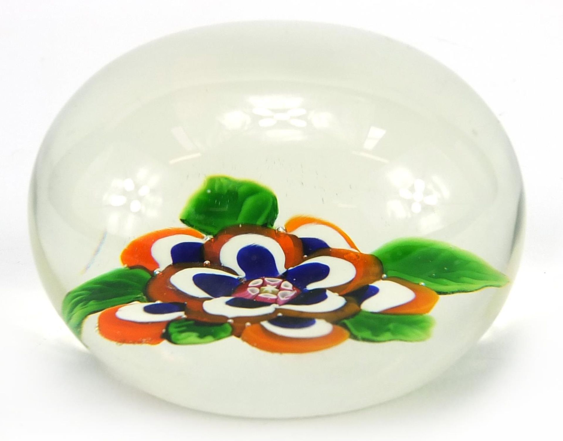 19th century St Louis glass floral paperweight, approximately 7cm in diameter - Image 3 of 4