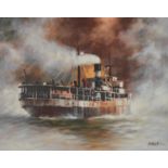 After John Kelly - Ocean liner with Red Buoy, giclee print in colour, limited edition 151/195,