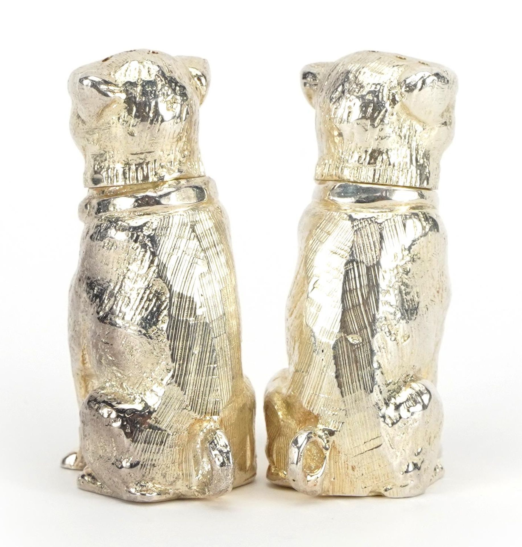 Novelty silver plated Pug dog design salt and pepper cellars, each 6cm high - Image 2 of 4