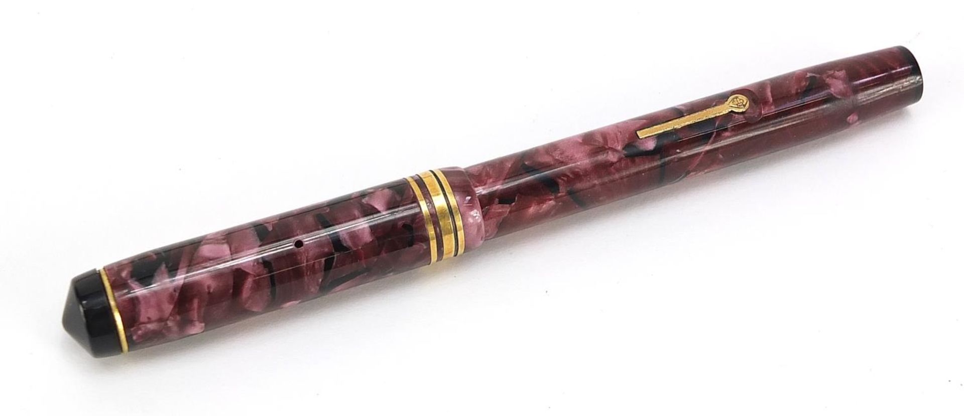 Conway Stewart 388 marbleised fountain pen with 14ct gold nib and box, 12.5cm in length - Bild 4 aus 5