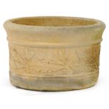 Garden Sandford stone planter decorated with acorns and oak leaves, 27.5cm high x 44cm in diameter