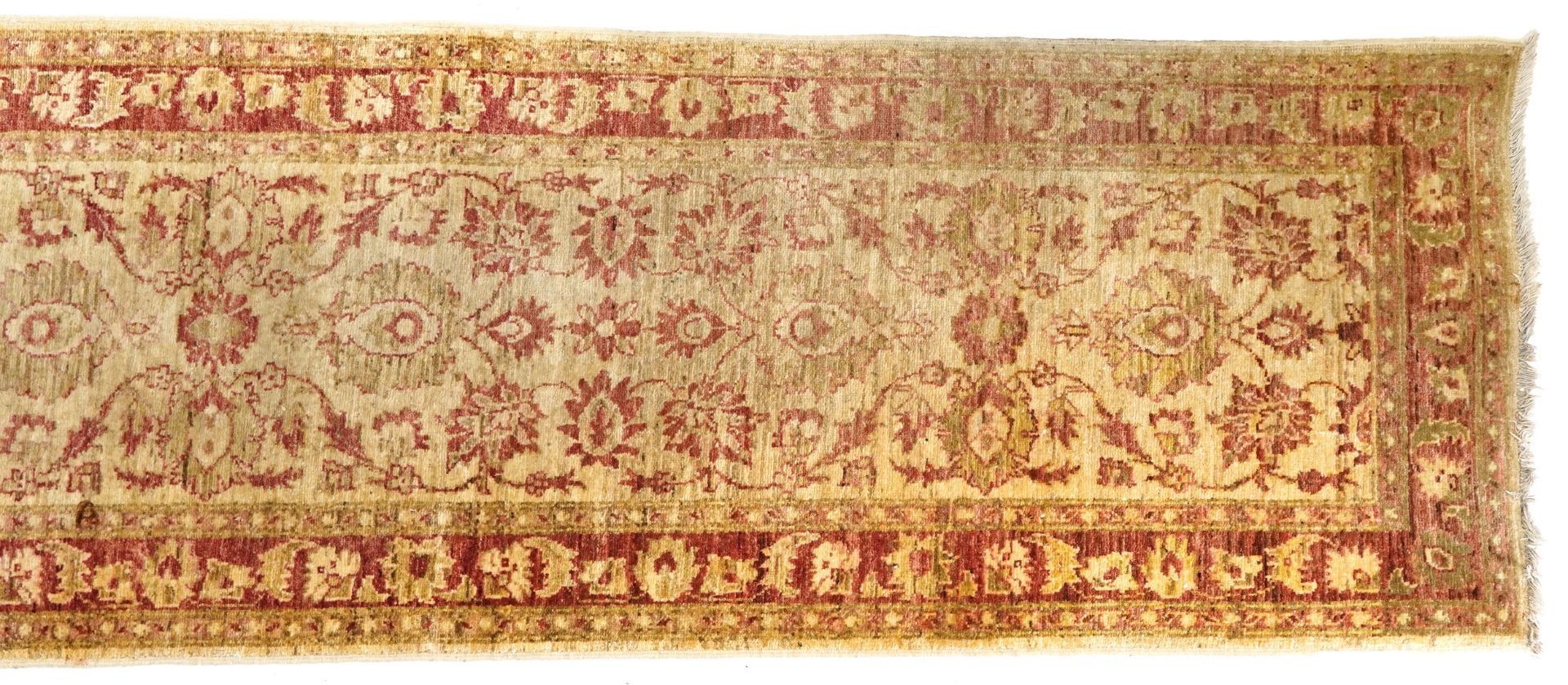 Afghan Ziegler cream and red ground carpet runner, 300cm x 78cm - Image 4 of 6