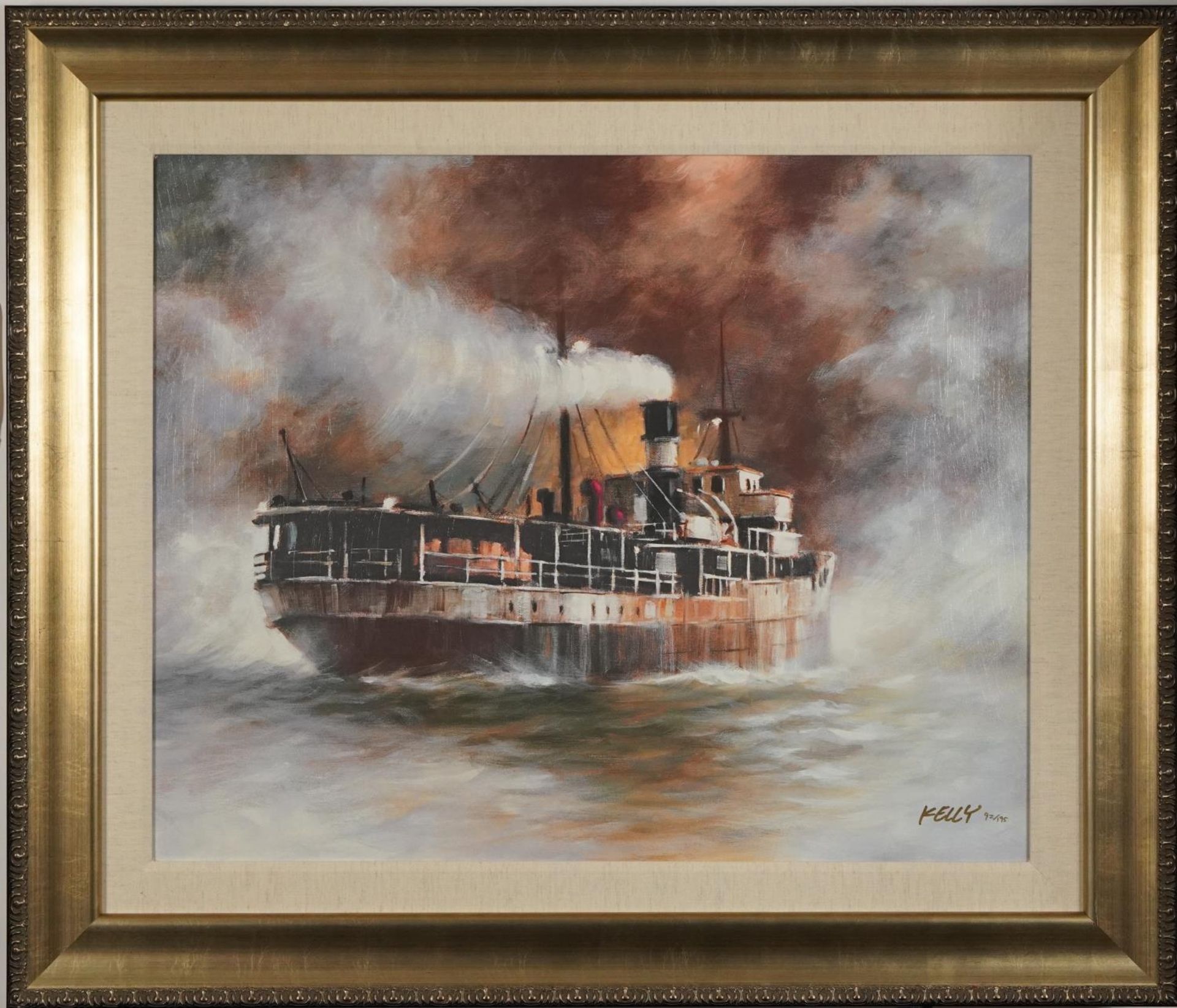 After John Kelly - Ocean liner with Red Buoy, giclee print in colour, limited edition 151/195, - Image 2 of 5