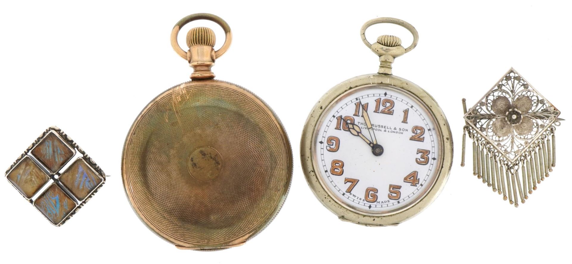 Two gentlemen's pocket watches comprising full hunter Waltham and Thomas Russell and two silver - Image 2 of 4