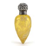 Attributed to Thomas Webb, Victorian silver mounted cameo glass tear drop scent bottle with