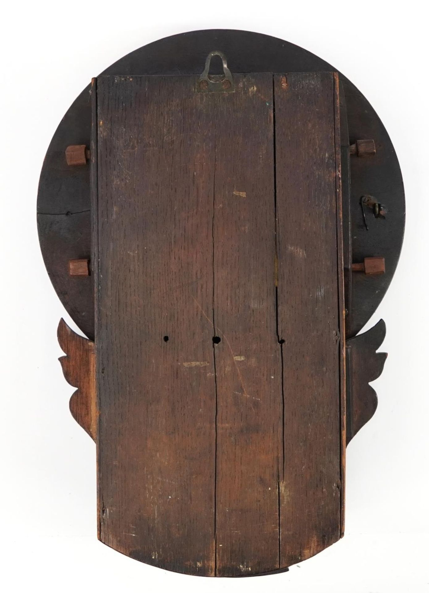 19th century mahogany drop dial fusee wall clock with brass inlay and circular dial having painted - Bild 2 aus 5