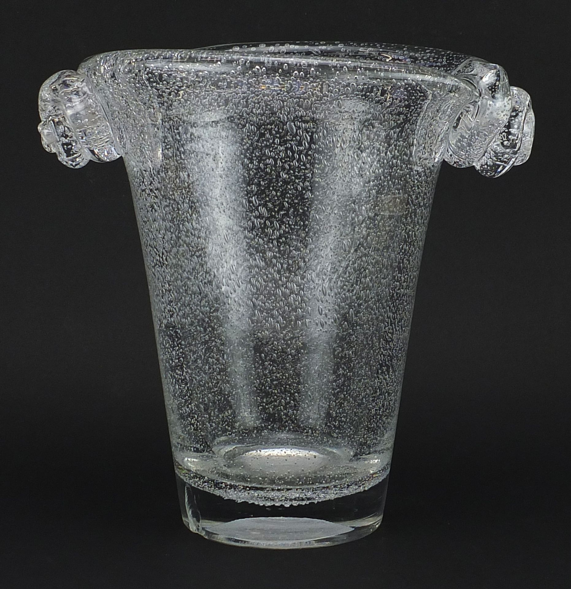 Daum Nancy, French glass Champagne bucket with twin handles, etched Daum Nancy France, 28cm high - Image 2 of 4