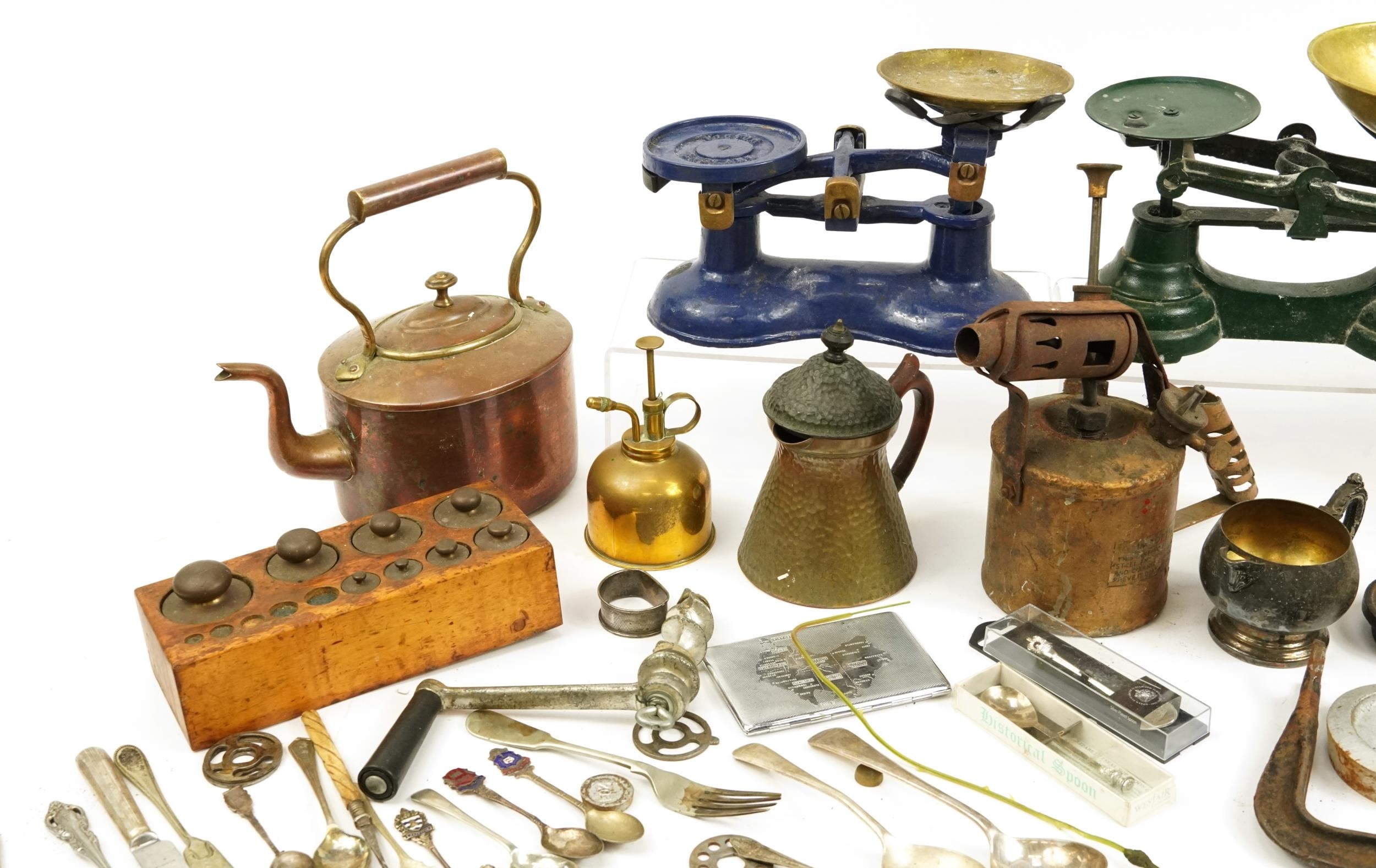 19th century and later metalware including scales, Porkert mincer and silver plated cutlery - Image 2 of 5