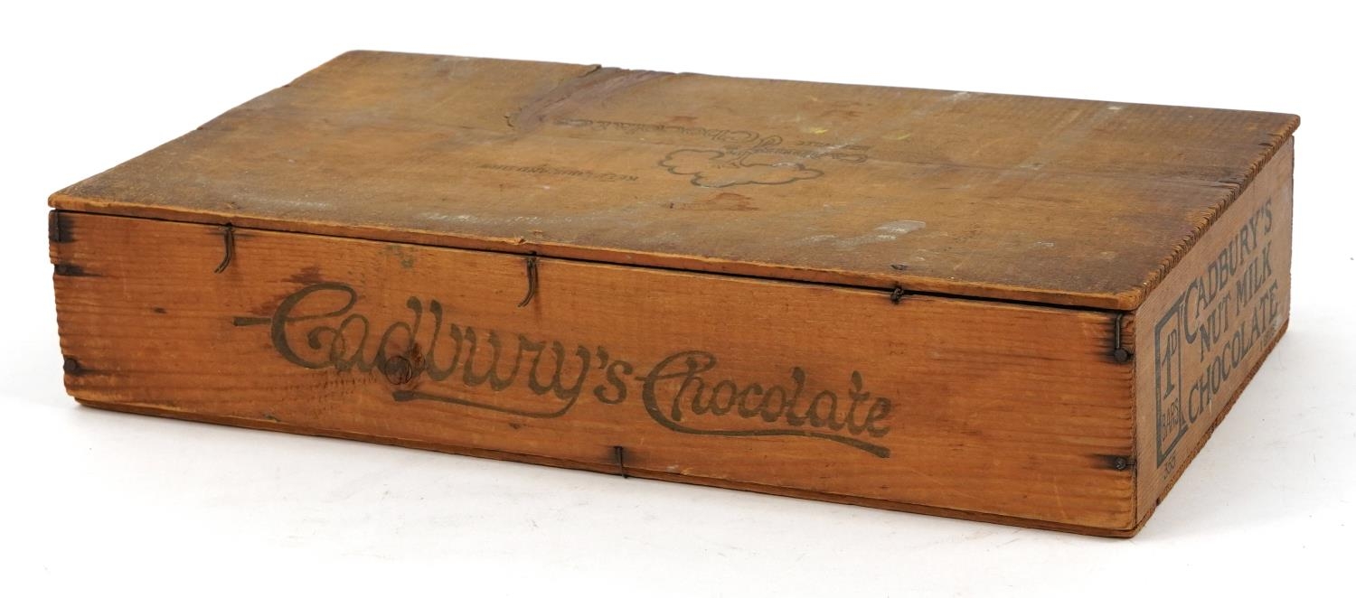 Cadbury's Nut Milk Chocolate advertising pine box with lid, 8cm H x 38.5cm W x 21.5cm D - Image 3 of 4