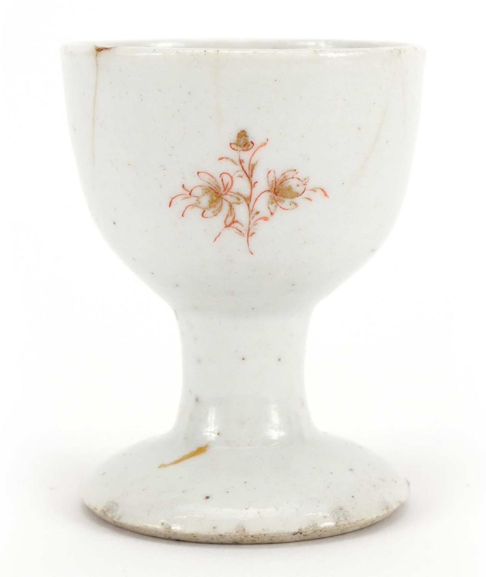 Chinese porcelain eggcup hand painted and gilded with an armorial crest, Guest & Grey label to the - Bild 2 aus 6