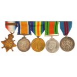 British military World War I and World War II five medal group relating to Gunner R J Osborne