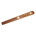 Islamic hardwood page turner with bone inlay, 35.5cm in length