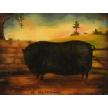 The Berkshire Pig, reverse glass picture, framed and glazed, 27.5cm x 20.5cm excluding the frame