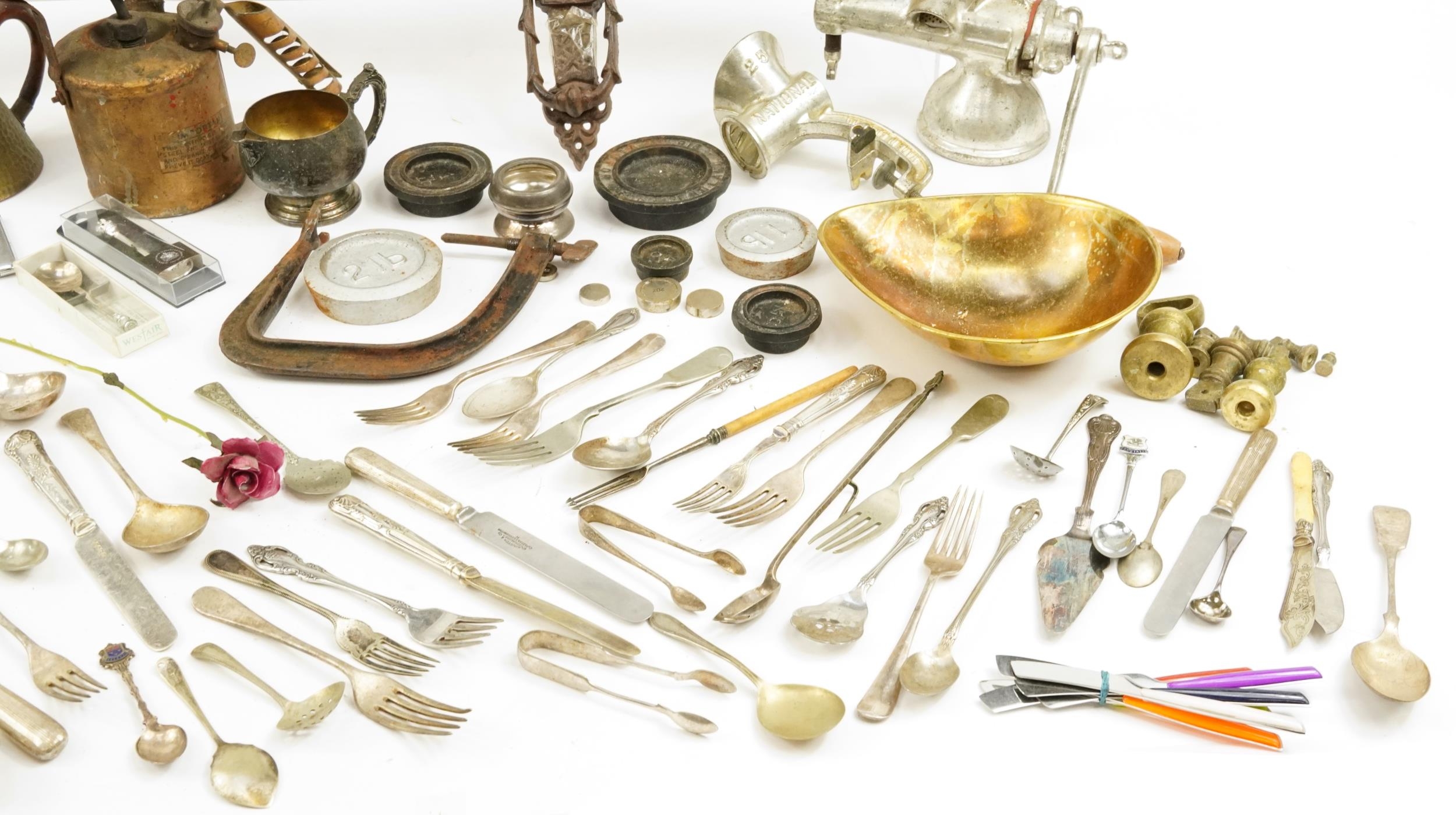 19th century and later metalware including scales, Porkert mincer and silver plated cutlery - Image 5 of 5