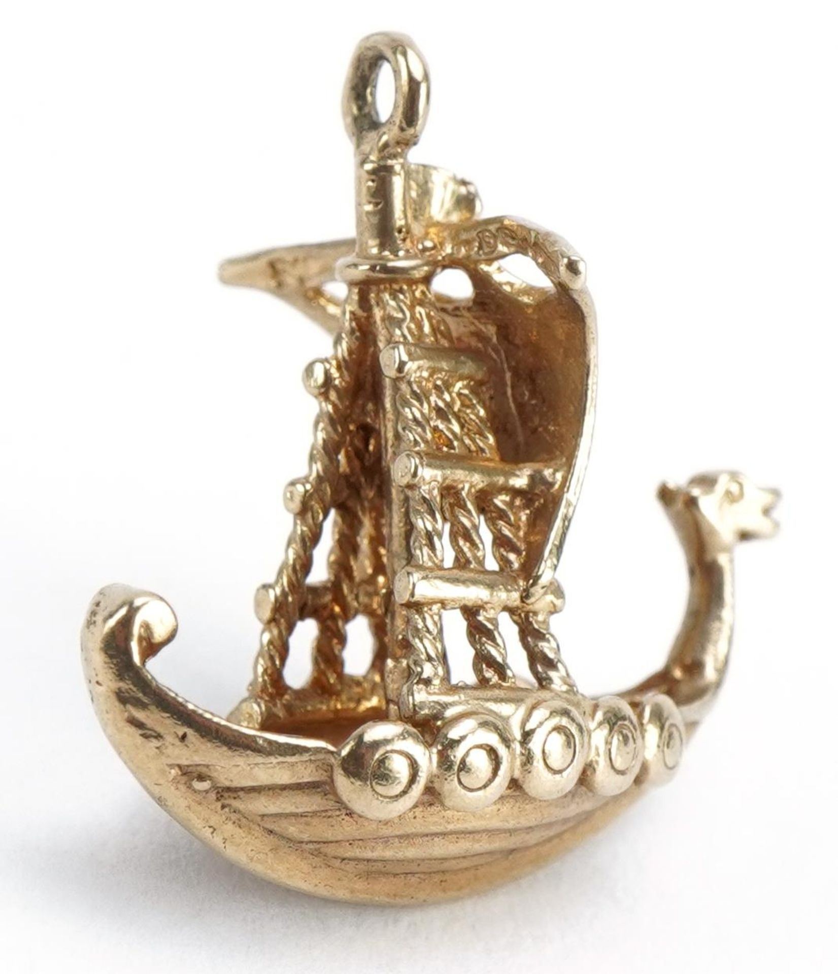 Scandinavian Viking long ship charm, 2.3cm high, 4.0g - Image 2 of 3