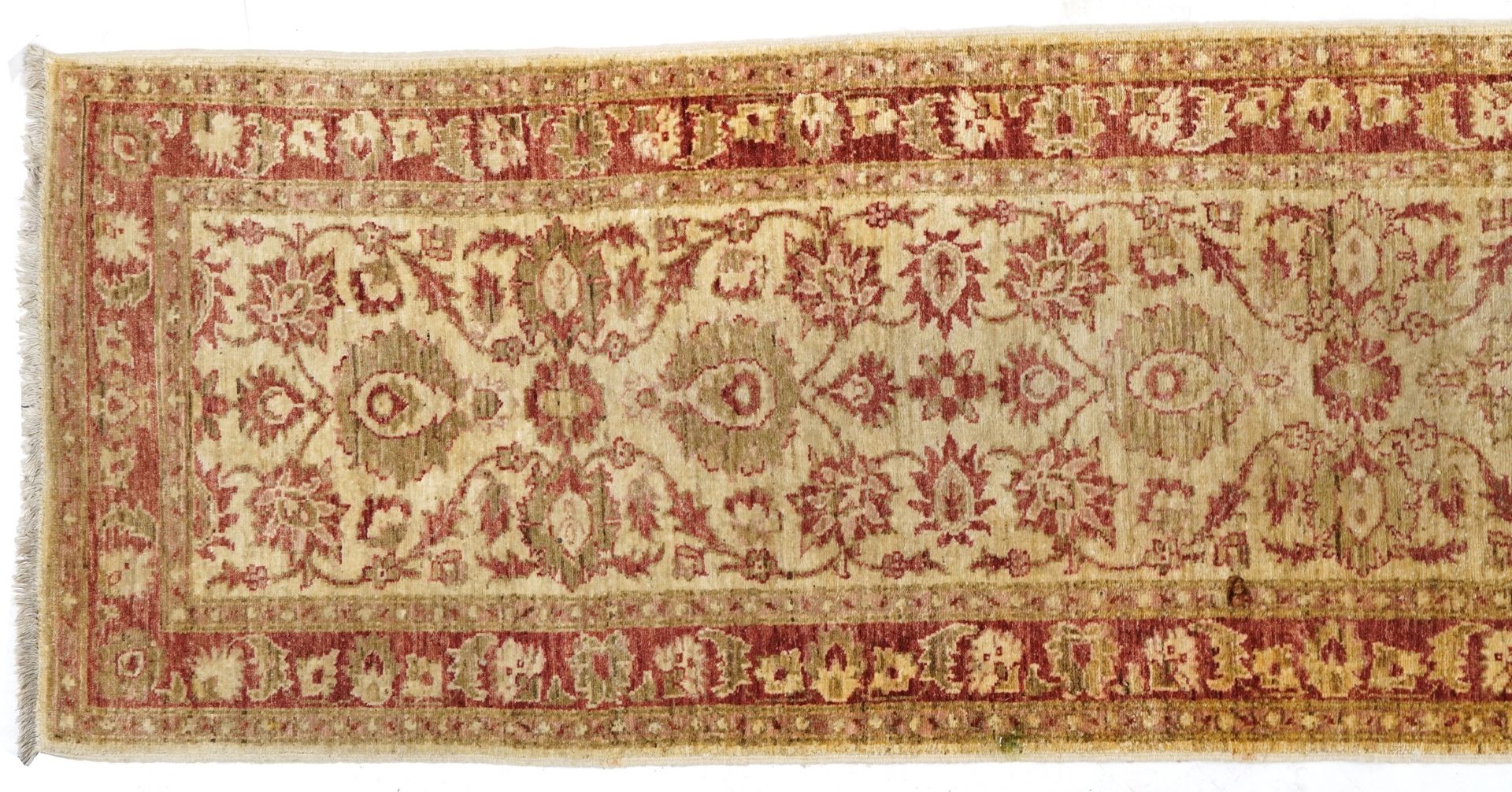 Afghan Ziegler cream and red ground carpet runner, 300cm x 78cm - Image 2 of 6