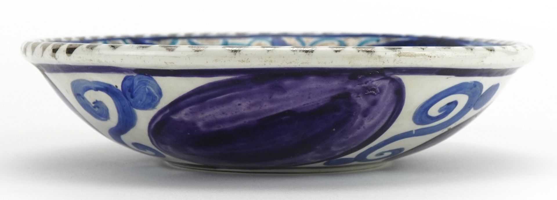 John Pearson, Arts & Crafts pottery lustre bowl hand painted with a stylised pelican, fish and boat, - Image 3 of 4