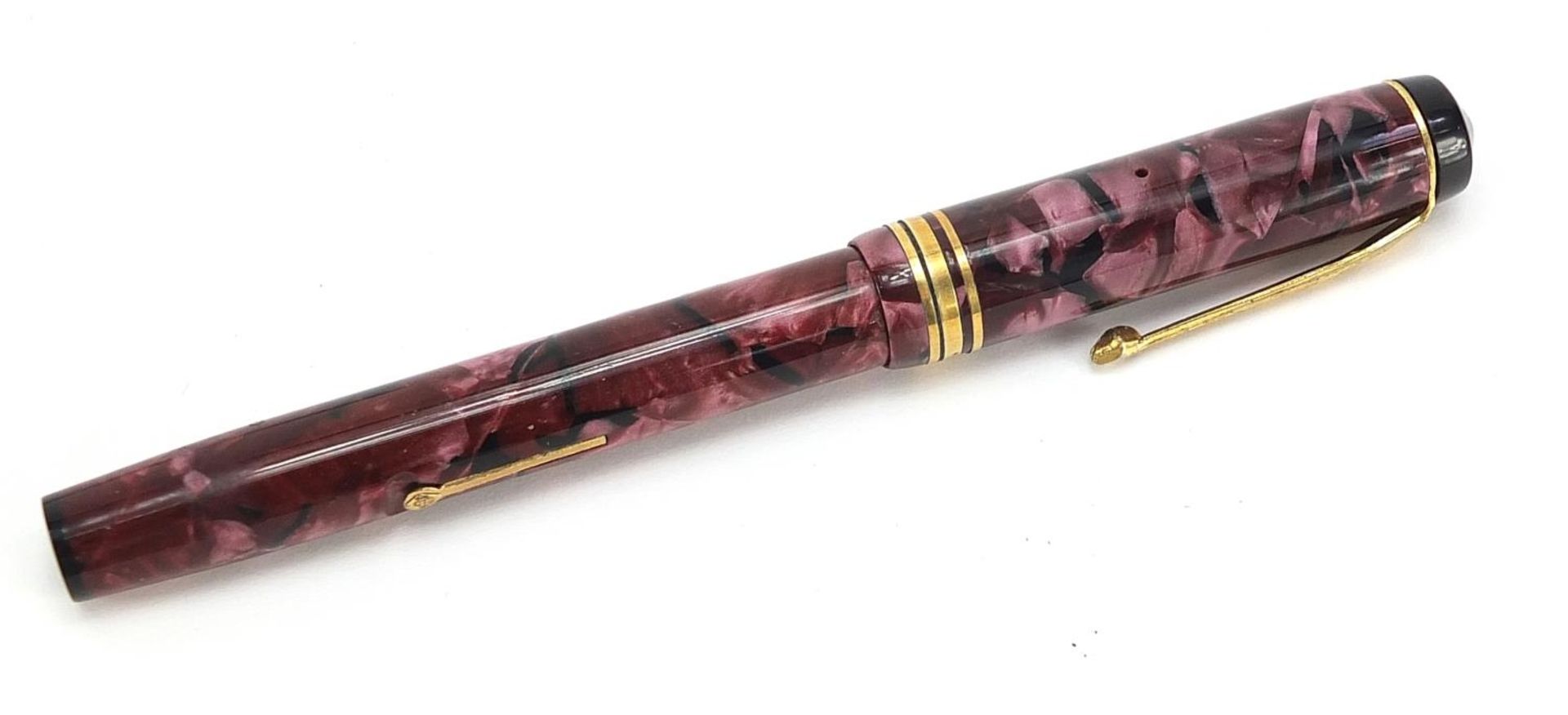Conway Stewart 388 marbleised fountain pen with 14ct gold nib and box, 12.5cm in length - Bild 2 aus 5