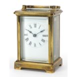 Richard & Co, brass cased carriage clock with enamelled dial having Roman numerals, 11cm high