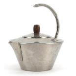 Modernist Danish stainless steel kettle, paper label to the base, 19cm high