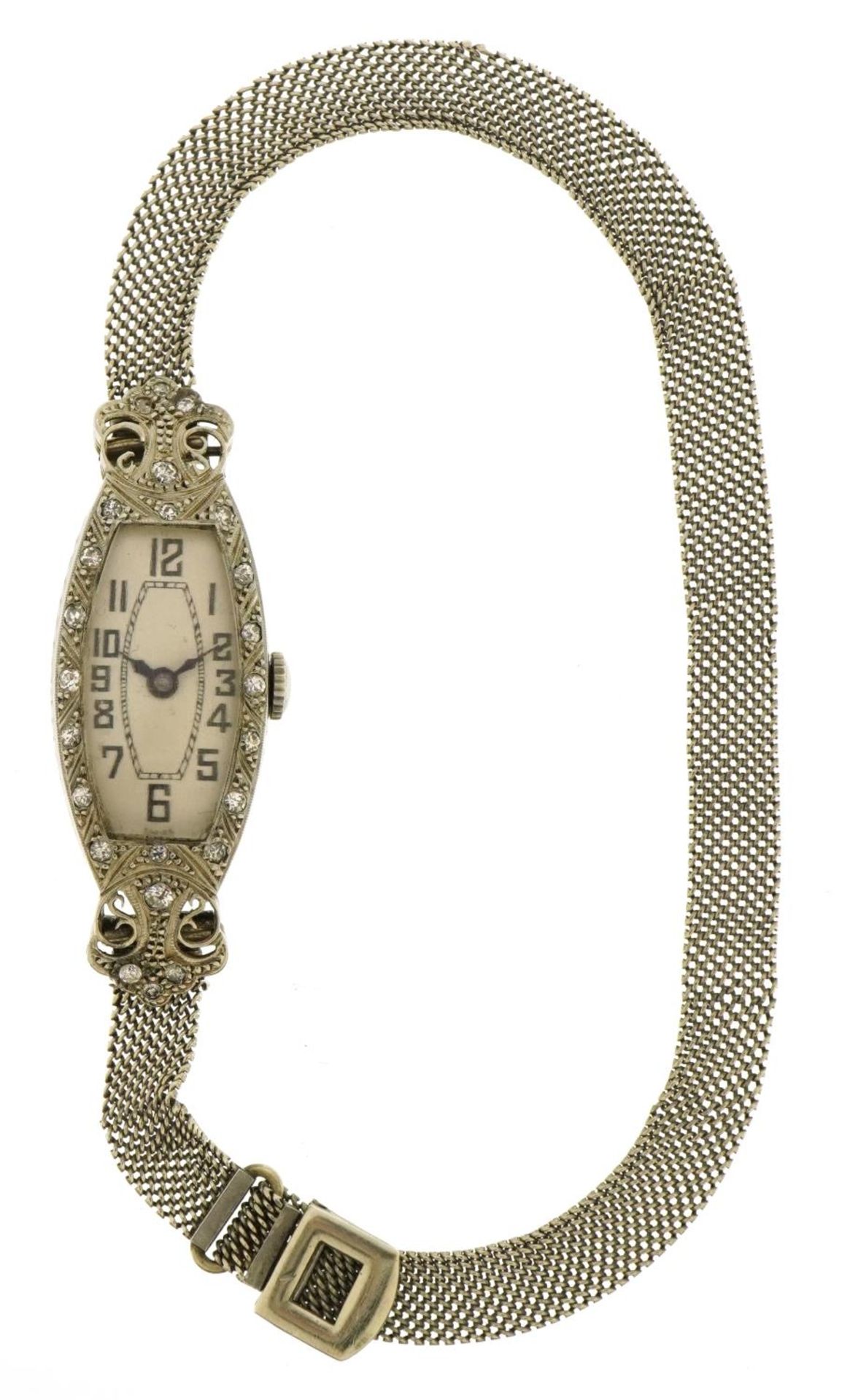 Ladies 18ct white gold cocktail wristwatch set with diamonds on white metal strap housed in a - Image 2 of 7