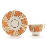 Early 19th century Swansea porcelain cup and saucer, the cup 6cm high