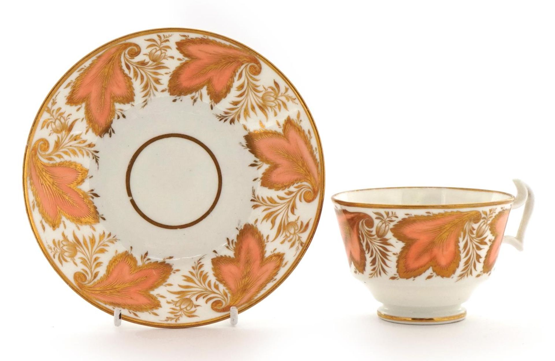 Early 19th century Swansea porcelain cup and saucer, the cup 6cm high
