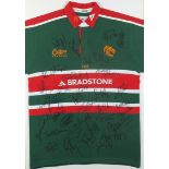 Leicester Tigers Heineken Cup Zurich Premiership 2001-2002 signed rugby shirt, framed and glazed,