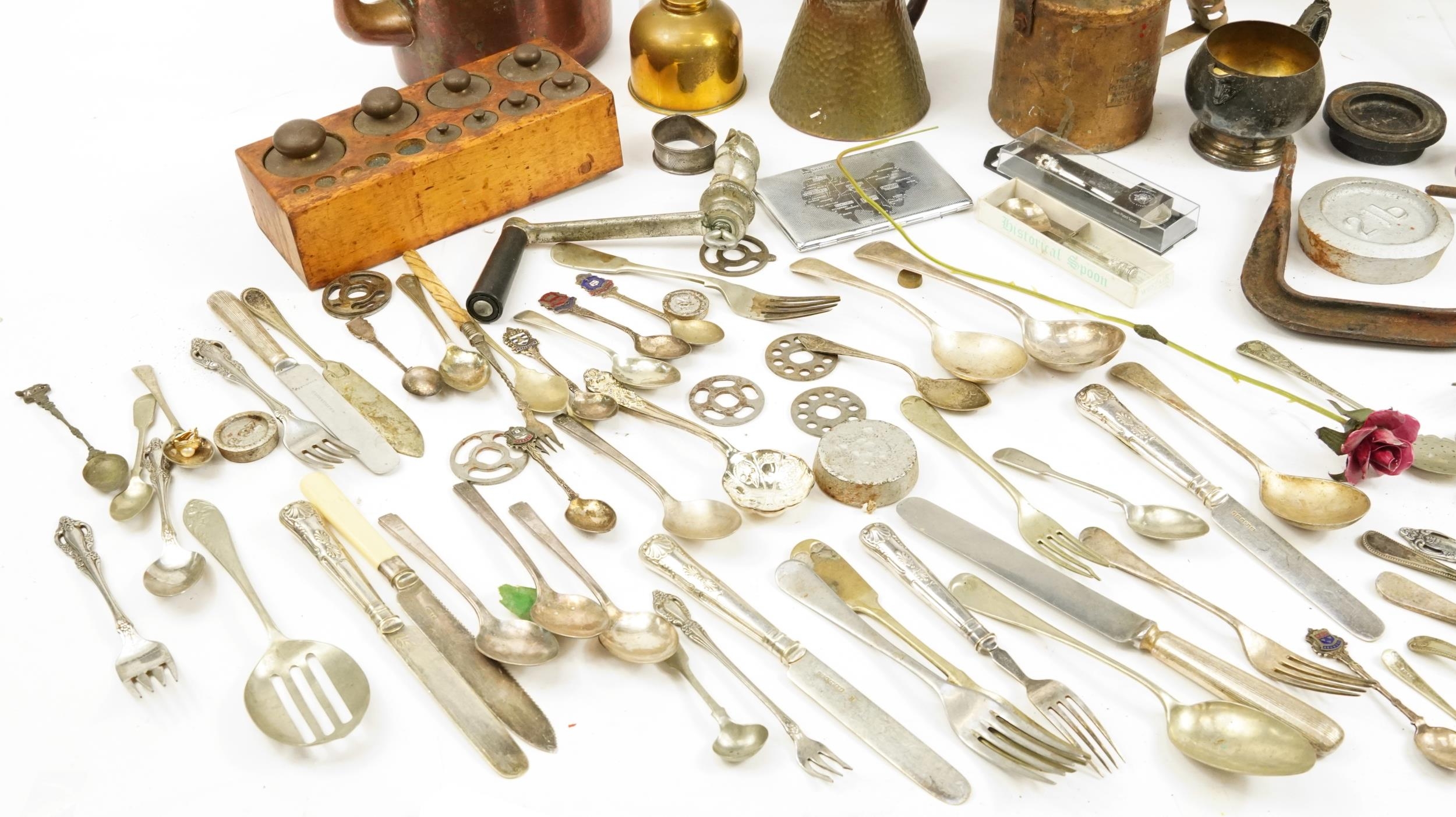 19th century and later metalware including scales, Porkert mincer and silver plated cutlery - Image 4 of 5