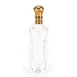 Dutch unmarked gold mounted cut glass scent bottle, 9.5cm high