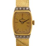 Bucherer, 18ct gold and diamond ladies wristwatch with 18ct gold strap, housed in a Garrard & Co