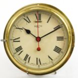 Smiths ship's bulkhead design brass eight day wall clock with Roman and Arabic numerals, 22.5cm in