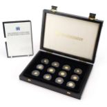 The Smallest Gold Coins of the World Collection comprising twelve coins arranged in a fitted case