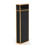 Cartier gold plated and black enamel pocket lighter numbered H23649, 7cm high