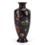 Japanese cloisonne vase enamelled with roundels of flowers, impressed marks to the base, 22cm high