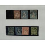 Early Swiss stamps on single page from 1854