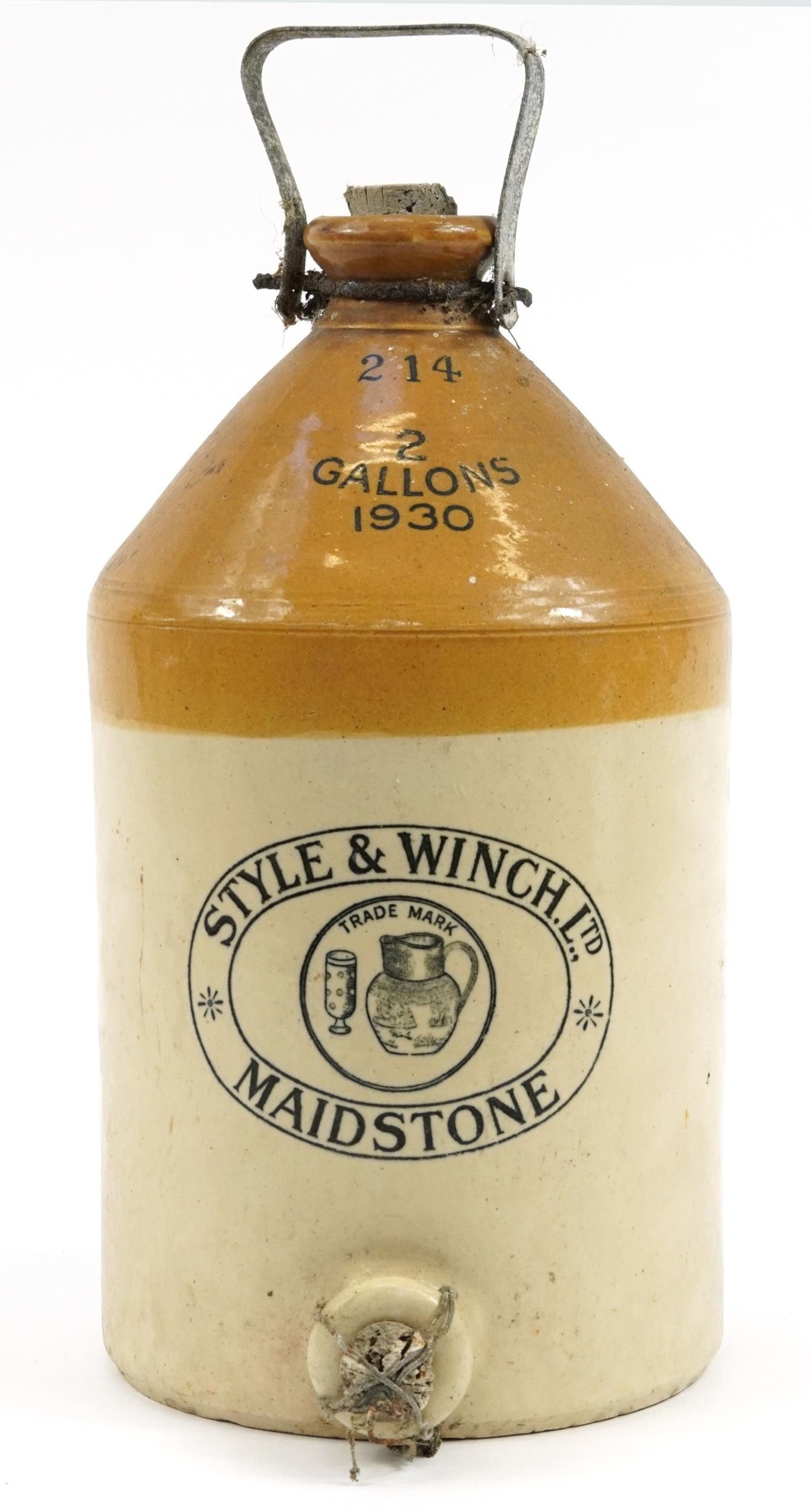 Style & Winch Ltd Maidstone, two gallon advertising stoneware flagon, 41cm high