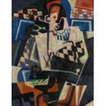 Manner of Juan Gris - Abstract composition, figure, Cubist school oil on board, mounted and