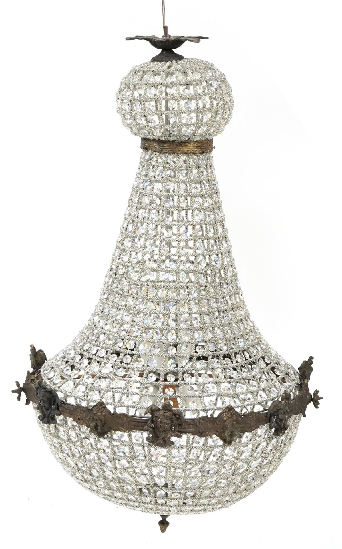 Large ornate chandelier with bronzed metal mounts, 90cm high - Image 2 of 2