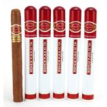 Five Habana Romeo y Julieta Churchill cigars with metal cases