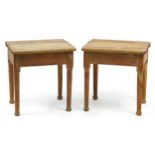 Pair of vintage pine child's school desks, 48.5cm H x 46.5cm W x 40cm D